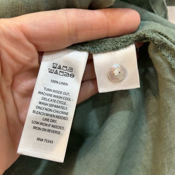 Cynthia Rowley 100% Linen Button Up Sz M Short Sleeve Boxy Bohemian Beach Nature - Picture 7 of 7